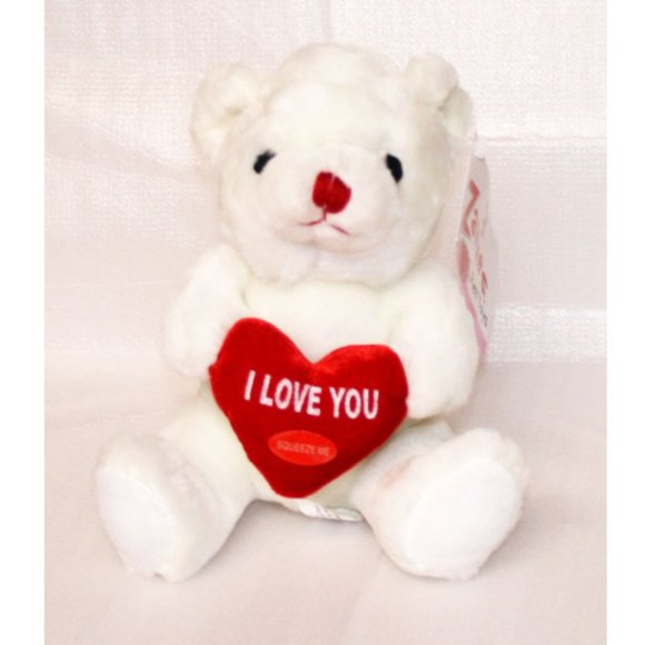 NWT Dog Toy Pookie 'I Love You' Bear Plush Squeaky - Picture 1 of 1